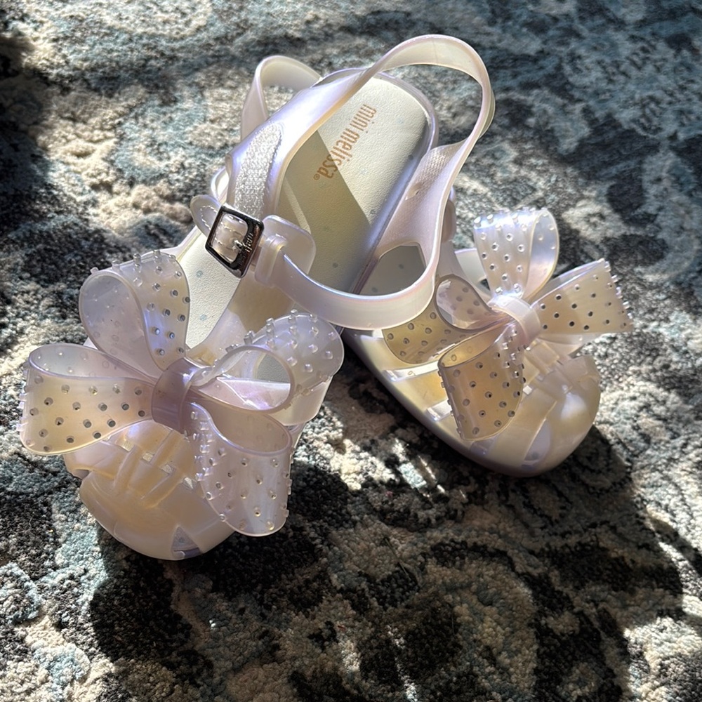 Mini Melissa White Sandals with Ankle Strap